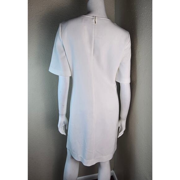 DKNY White Front Half Zip Elbow Length Short Sleeve Knee Length Dress NWT - 10 - Picture 6 of 7